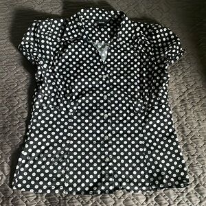 Alfa I B&W polka dot blouse Sz 8